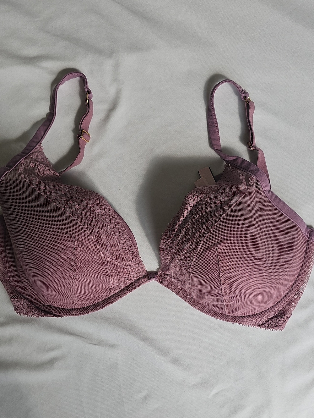 Victoria's Secret Dusty Rose Lace-Topped T-Shirt Bra